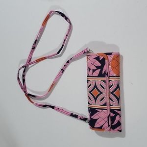 VERA BRADLEY Pink Blue LOVES ME Crossbody Trifold Wallet Purse